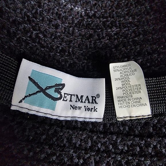 BETMAR NEW YORK Black Woven Knit Bucket Hat Wool Blend - Picture 5 of 8